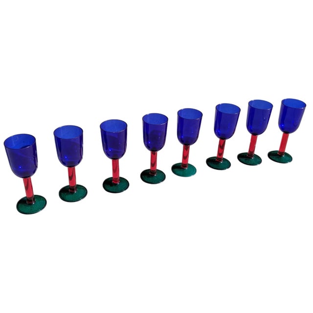 Vintage Color Blocked Acrylic Party Glasses by Precisioncraft- Set of 8 For Sale - Image 11 of 12