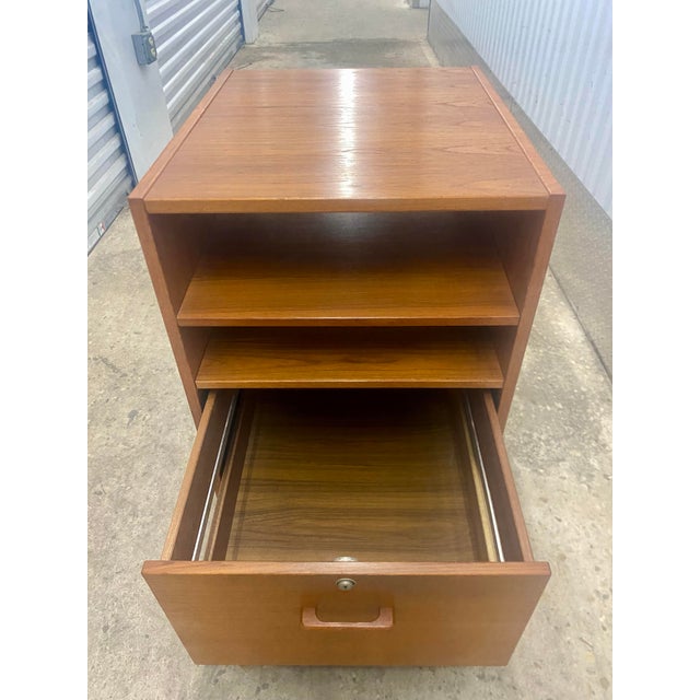 1980s 1980s Danish Teak Veneer File Cabinet. For Sale - Image 5 of 11