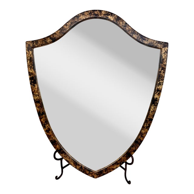 Vintage Hepplewhite Wall Mirror in Faux Tortoiseshell Finish - Newly Painted For Sale