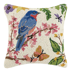 Bluebird Hook Pillow, 16" x 16"