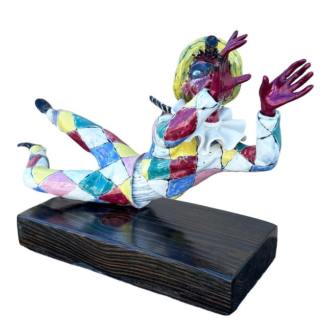 Mid-Century Modern MCM Italian Multicolored Ceramic Harlequin Figure by Otello Rosa for San Polo For Sale - Image 3 of 10