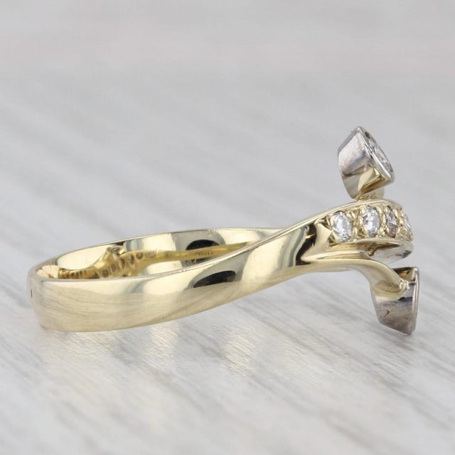 0.33ctw Diamond Bypass Ring 14k Yellow Gold Size 9 Contoured, Size 9 For Sale - Image 4 of 7
