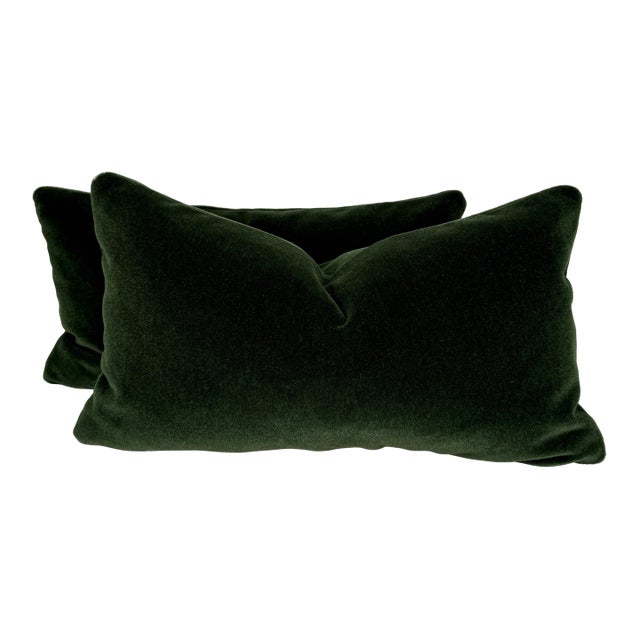 Forest Green Mohair 12"x22" Pillows-a Pair For Sale