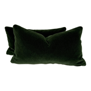 Forest Green Mohair 12"x22" Pillows-a Pair
