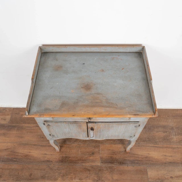 Original Blue Painted Small Cabinet or Nightstand, Sweden Circa 1860-80 For Sale - Image 4 of 11