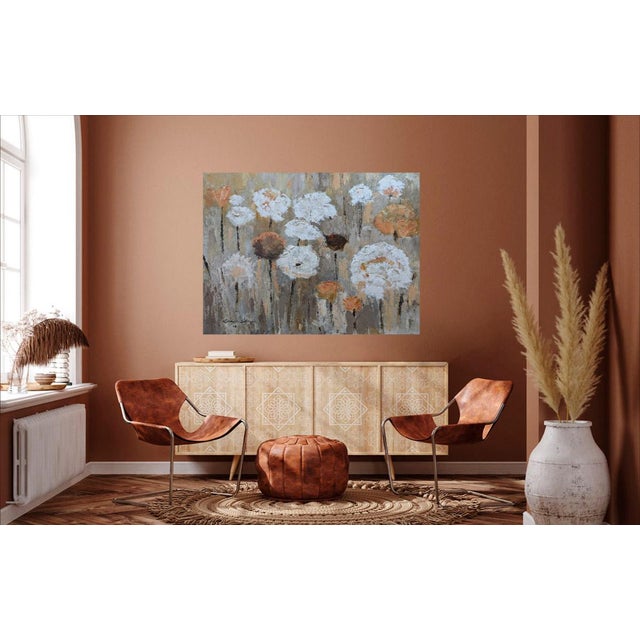 Textile Large Sized Coral Flowers Painting on Canvas For Sale - Image 7 of 7