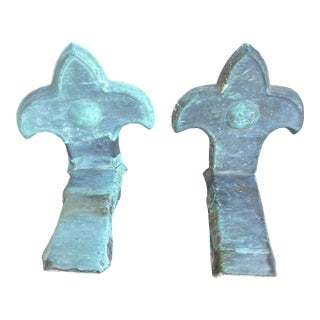 Architectural Fluer Des Leys Copper Ornaments - Pair For Sale