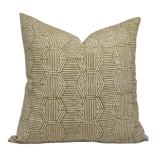 Fabdivine Artisan Block Print Throw Pillow Cover 26x26 Inch Duck Canvas-Kalash For Sale