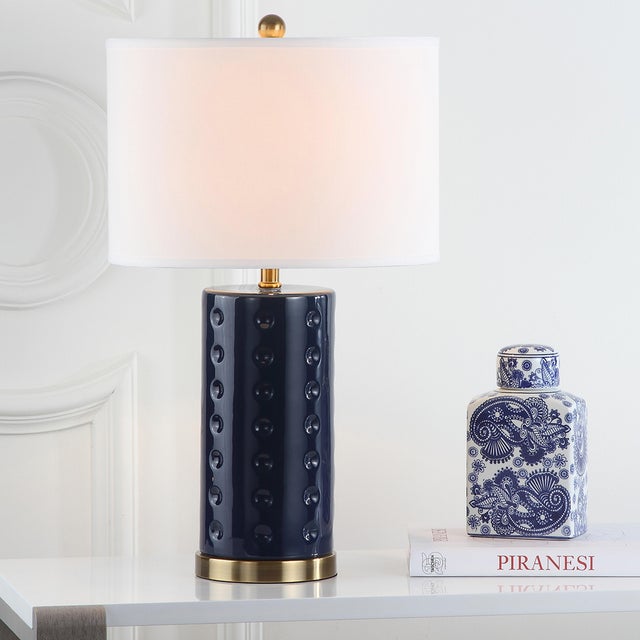 Modern 26 Inch H Table Lamp in Navy - a Pair For Sale - Image 3 of 9
