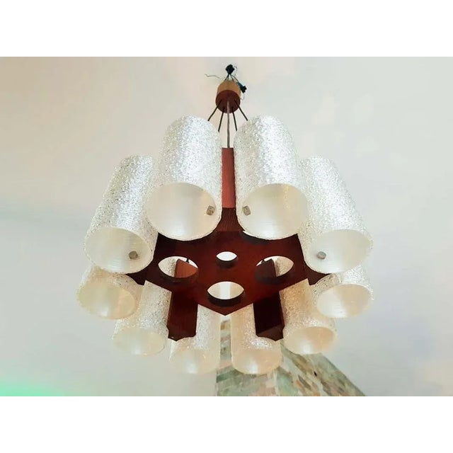 Danish Teak & Resin Chandelier, 1960s For Sale - Image 10 of 18