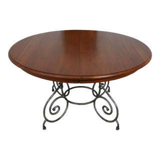 Ethan Allen Cherry Top Iron Base Dining Room Table For Sale
