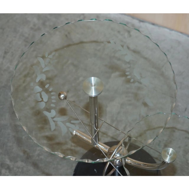 Mid-Century Modern Atomic Space Age Chrome Glass & Marble Side End Lamp Table For Sale - Image 9 of 17