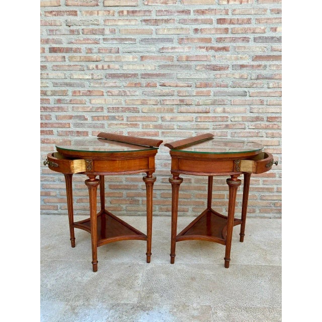 Empire Style Mahogany Nightstands with Bronze and Brass Details, 1930s, Set of 2 For Sale - Image 15 of 18