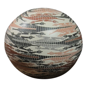 Vintage Mata Ortiz Abstract Folk Art Polychrome Lizard Seed Pot