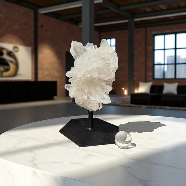 Glass Monumental Natural Rock Crystal Cluster, Brazil, 1980 For Sale - Image 7 of 16