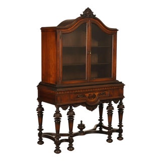 Rockford Republic Furniture Company 1920's Walnut China Display Cabinet For Sale