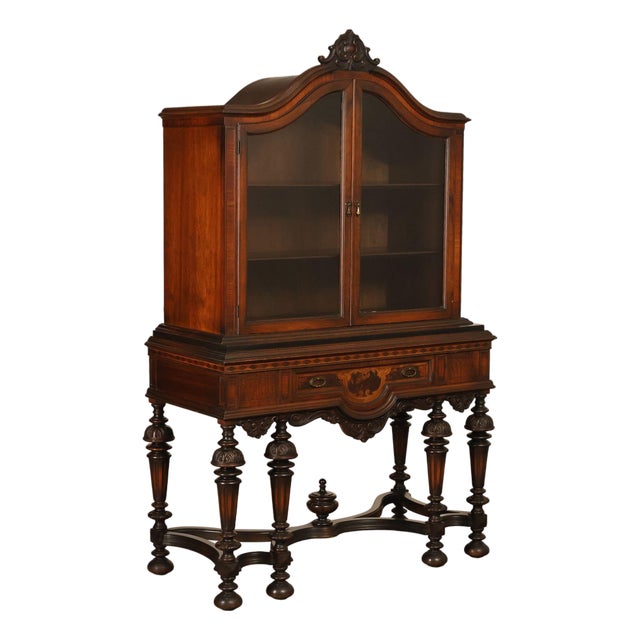 Rockford Republic Furniture Company 1920's Walnut China Display Cabinet For Sale