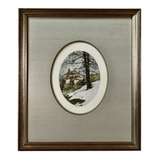 Luigi Kasimir Winter Landscape 3 C.1950 Original Print For Sale