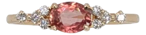 0.57cts Padaparadscha Sapphire Diamond Ring in 14k Rose Gold | Oval 6x4mm, Size 6.75