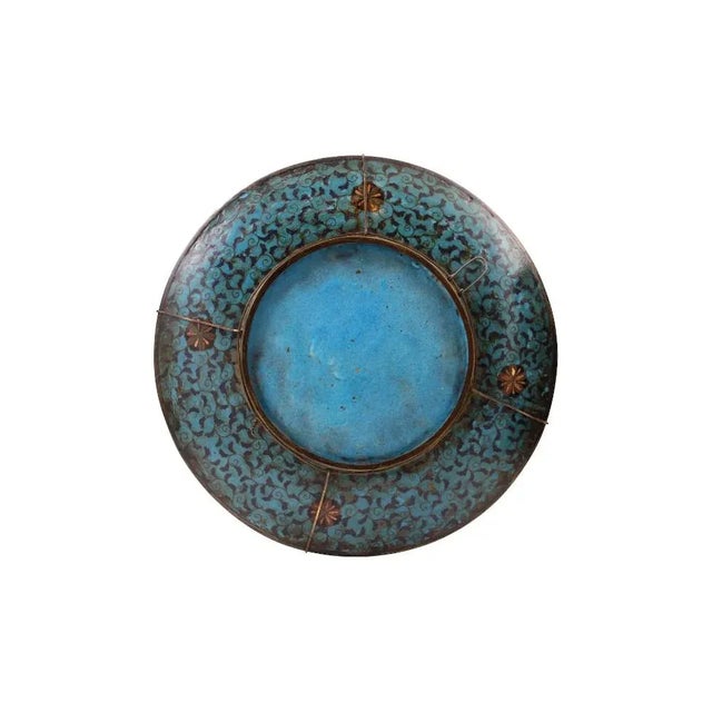 Antique Meiji Japanese Cloisonne Enamel Charger Plate Blossoming Flowers Butterflies For Sale - Image 4 of 5