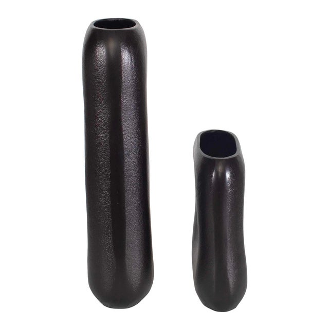 Kenneth Ludwig Chicago Anodic Dark Brown Vases Set/2 For Sale - Image 4 of 6