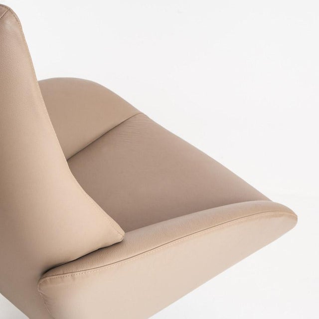Set of Reclining and Swiveling Leather Armchair with Ottoman Lotus Model by Kebe A/S, Denmark For Sale - Image 13 of 16