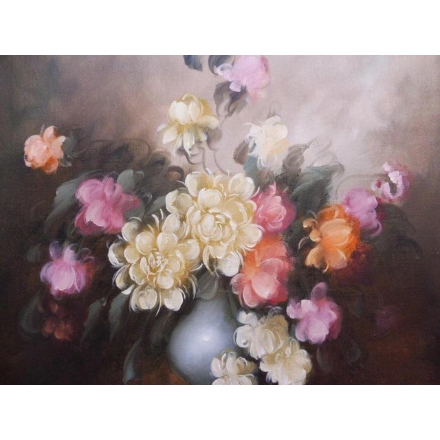 Floral Still Life with Roses, 1970s, Oil on Canvas For Sale - Image 13 of 14