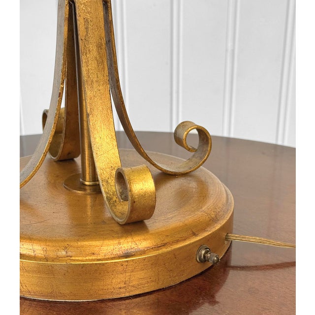 Metal Vintage 32" Italian Hollywood Regency Gold Tulip Table Lamp For Sale - Image 7 of 8