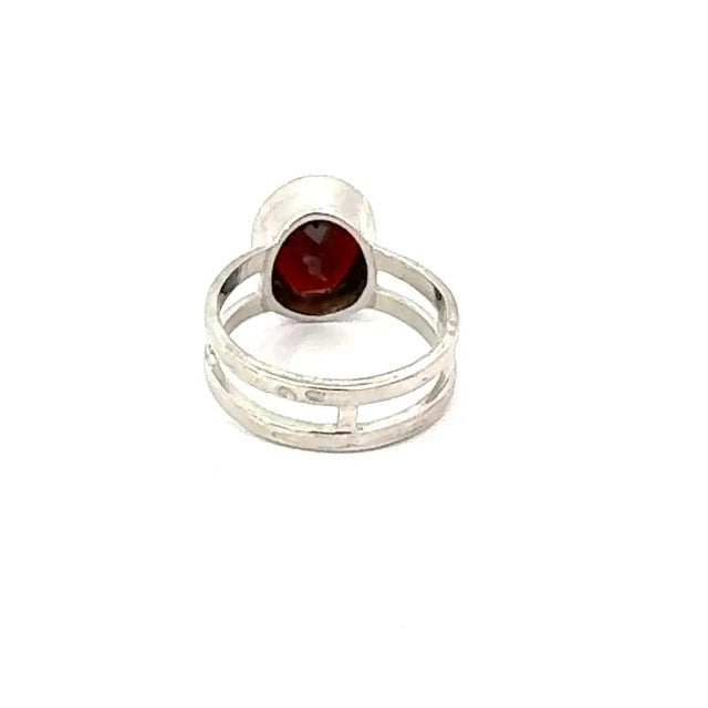 Metal Handcrafted 925 Sterling Silver Garnet Ring With 10x8mm Oval Stone in Bezel Setting - Size 6.5 For Sale - Image 7 of 12