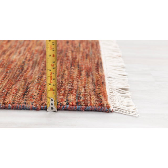 4' x 16' Savannah Hand Knotted Modern Red Rust Wool & Silk Rug For Sale - Image 13 of 18