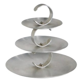 Mid Century Aluminum 3-Tier Serving Tray by Regal Ware For Sale