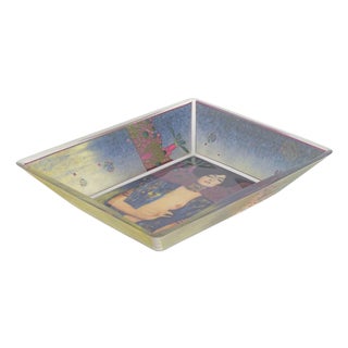 Rectangular Glass Bowl with Gustav Klimts Judith I Motif by Goebel, 1980s For Sale
