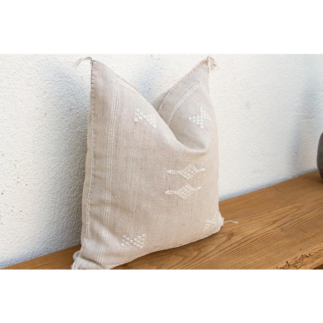 Moroccan Grey Mist Diamond Cactus Silk Moroccan Pillow For Sale - Image 3 of 9