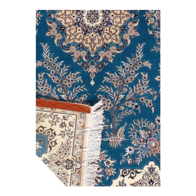 Pasargad DC Light Blue Handmade Silk & Wool Rug For Sale - Image 4 of 4
