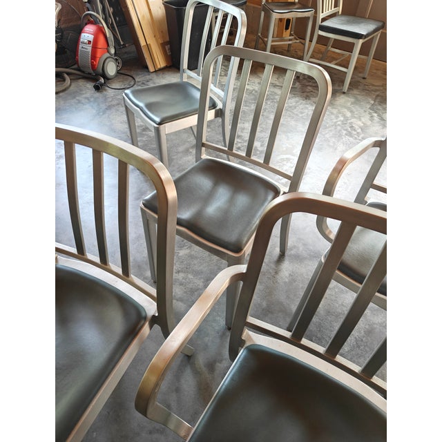 2010s Set of Six Emeco Brushed-Aluminum Chairs. Two Armchairs & Four Side Chairs For Sale - Image 5 of 15