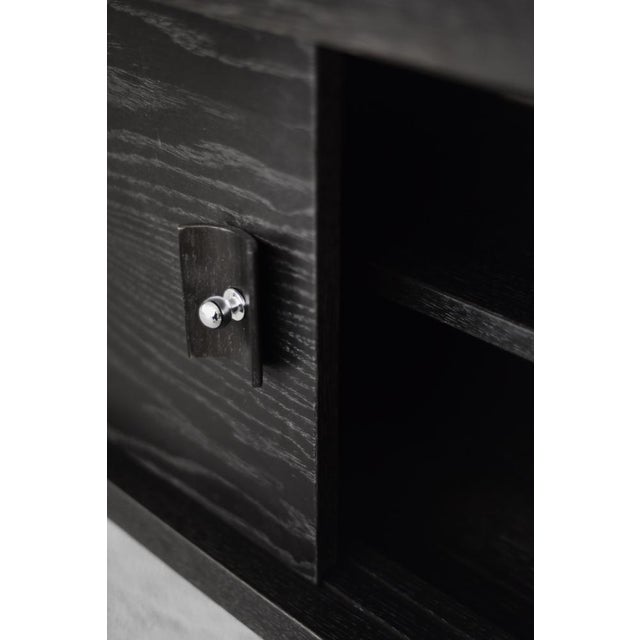 Wood Mid-Century Modern Scandinavian Dark Oak Sideboard with Wooden & Metal Handles, 1960s For Sale - Image 7 of 18