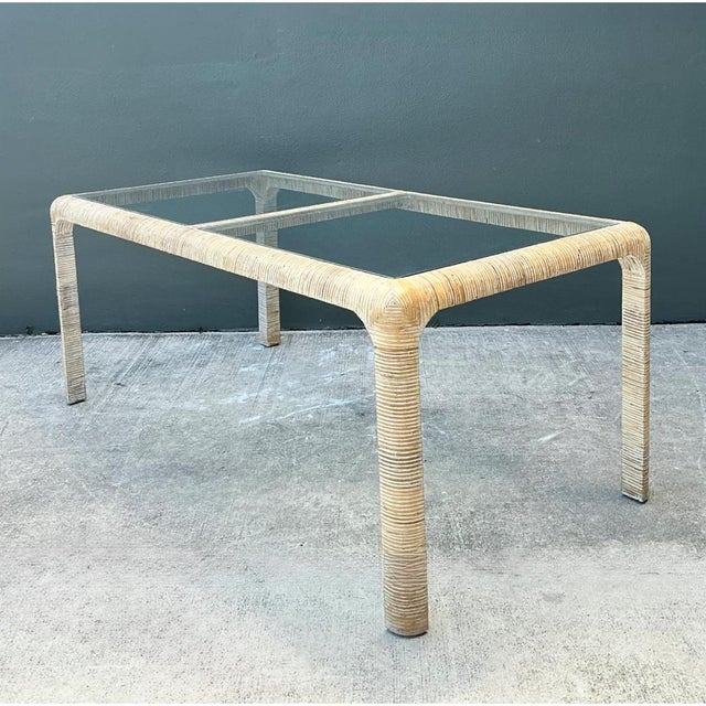 Late 20th Century Vintage Rattan and Glass Dining Table For Sale - Image 5 of 12