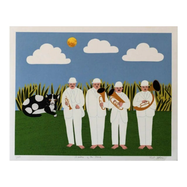 1980 Mark Sabin Members of the Band Folk Art Figurative Screenprint For Sale
