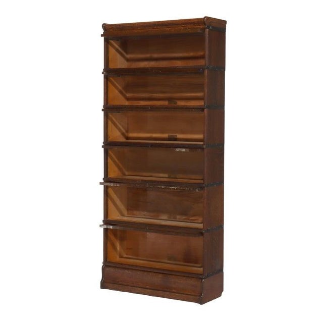 Antique Globe Wernicke Arts & Crafts Oak Six Stack Barrister Bookcase Signed C1920 Measures - 77"H x 34.25"W x 12.5"D This...