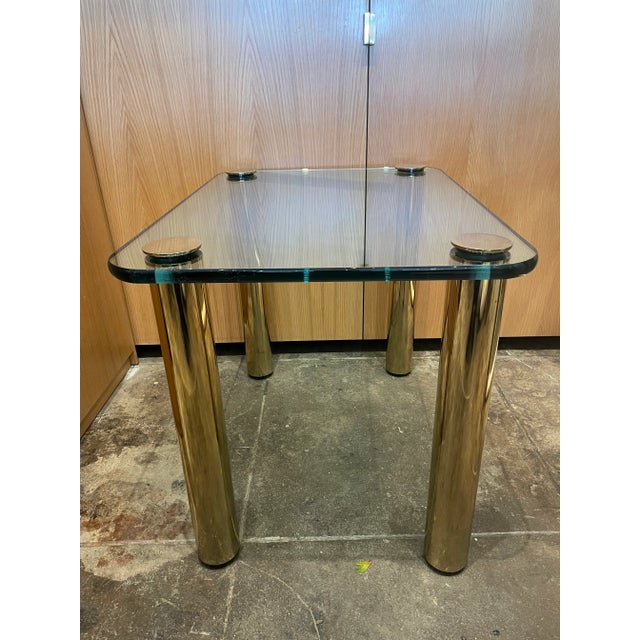 1980s Vintage Pace Collection Brass and Glass Side Table For Sale - Image 5 of 10