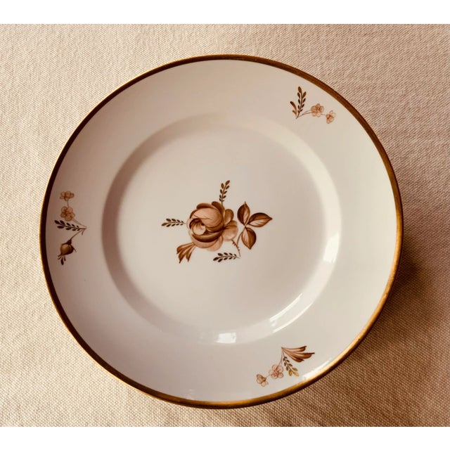 Royal Copenhagen Brown Rose Hand-Painted Porcelain 10" Dinner Plates Set of 6 For Sale - Image 11 of 12