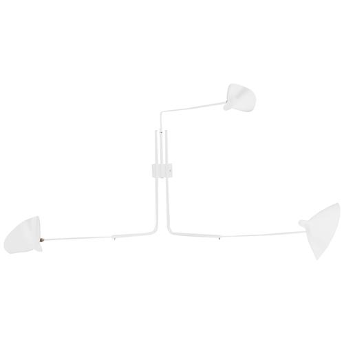 White Mid-Century Modern White Three Rotating Straight Arms Wall Lamp from Serge Mouille For Sale - Image 8 of 8
