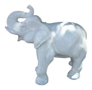 1970s Italian Decorative High Fired Glazed Terracotta White Elephant