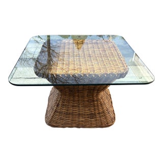 1970s Wicker Maguire Style Hour Glass Coffee Table For Sale