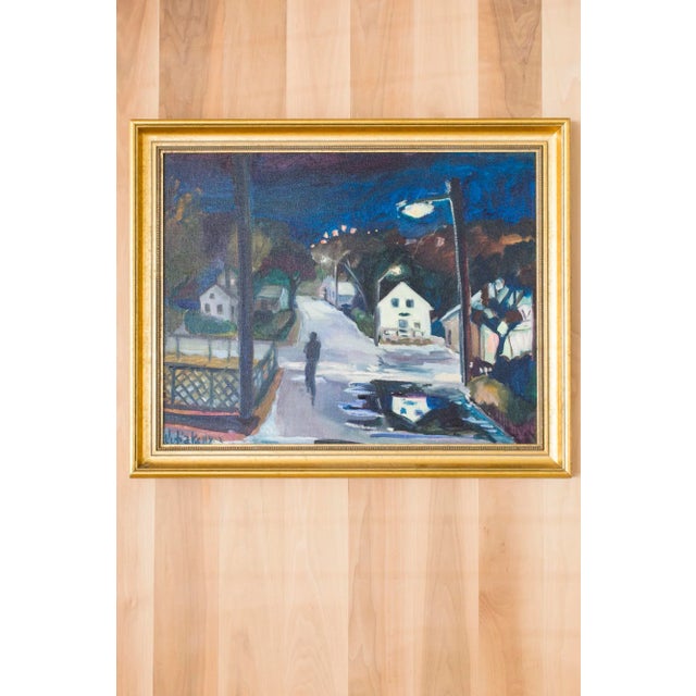 Late 20th Century "Provincetown" Cityscape Oil Painting by Julia Kelly, Framed For Sale - Image 4 of 4