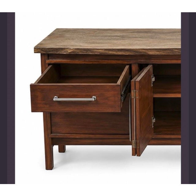 Long Mid Century Modern Walnut Credenza Sideboard Console. 74 Inches. For Sale - Image 4 of 5