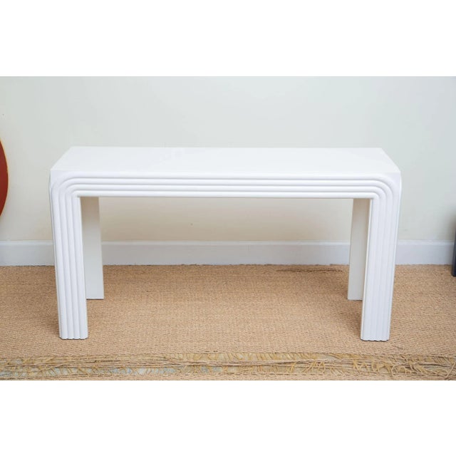 1980's White Lacquered Wood Rectangle Console and or Sofa Table Restored For Sale - Image 11 of 11