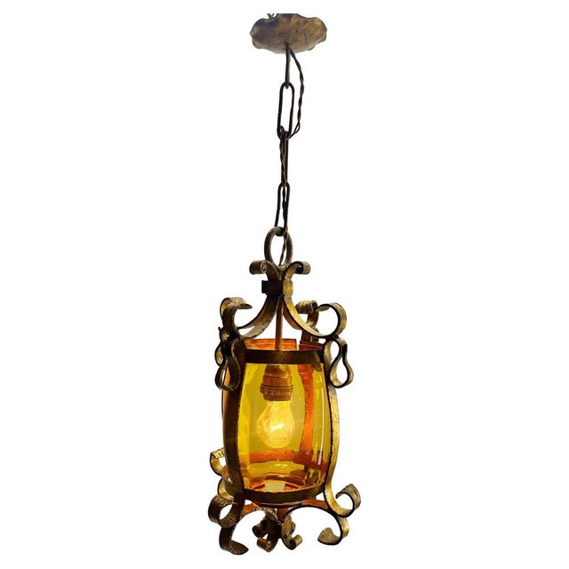 Arts & Crafts Hand-Crafted Forget Pendant Lobby Lamp, 1930s For Sale - Image 6 of 6