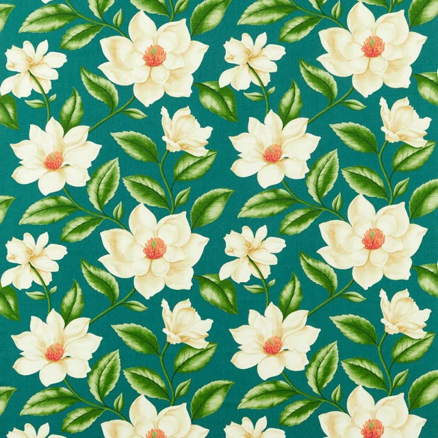 Sanderson Grandiflora Fabric in Emerald For Sale
