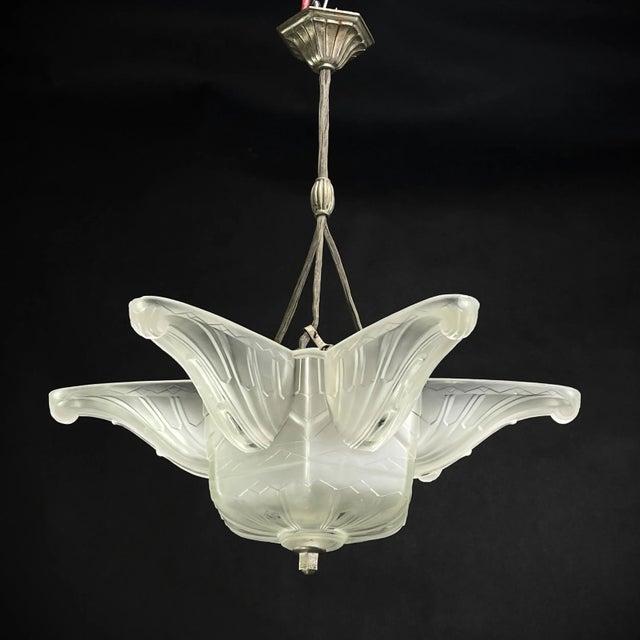 Art Deco Smerel Chandeliers Denails by Hettier & Vincent, 1920s For Sale - Image 12 of 12